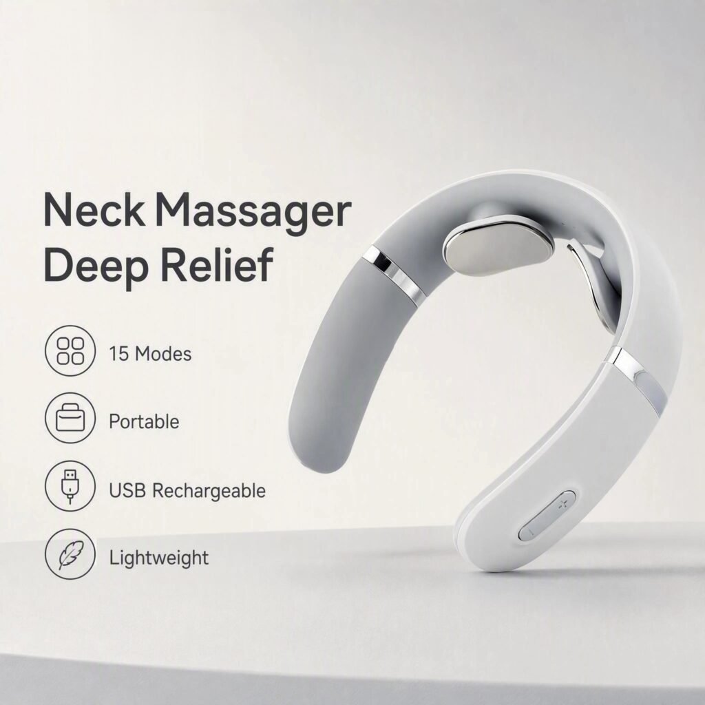 Cnyilik Neck Massager · Deep Tissue Relief · 15 Modes · USB Rechargeable