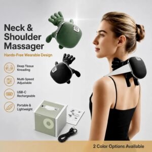 Neck & Shoulder Massager · Hands‑Free Wearable · Deep Tissue Kneading · USB‑C Rechargeable