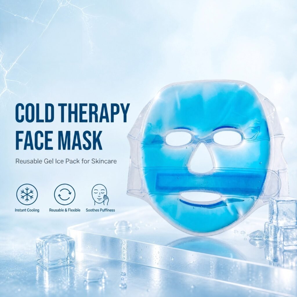 Cooling Gel Face Mask · Reusable Cold Therapy · Soothes Puffiness & Redness · Flexible Gel · Comfort Fit