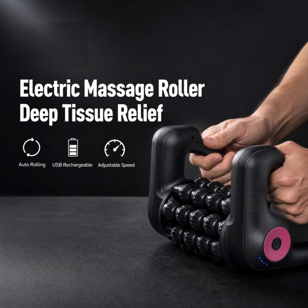 Electric Massage Roller · Hands‑Free Deep Tissue · Adjustable Speed · USB Rechargeable · Portable
