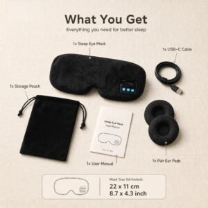Bluetooth Sleep Eye Mask · Built‑in Headphones · 360° Zero Pressure · Soft Memory Foam · USB Rechargeable