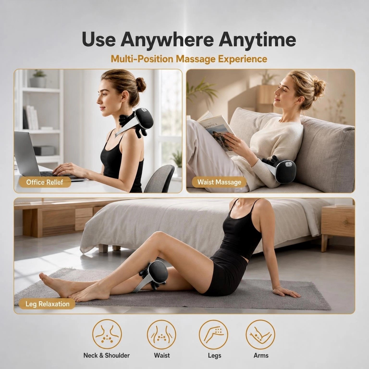 Neck & Shoulder Massager · Hands‑Free Wearable · Deep Tissue Kneading · USB‑C Rechargeable - Image 2
