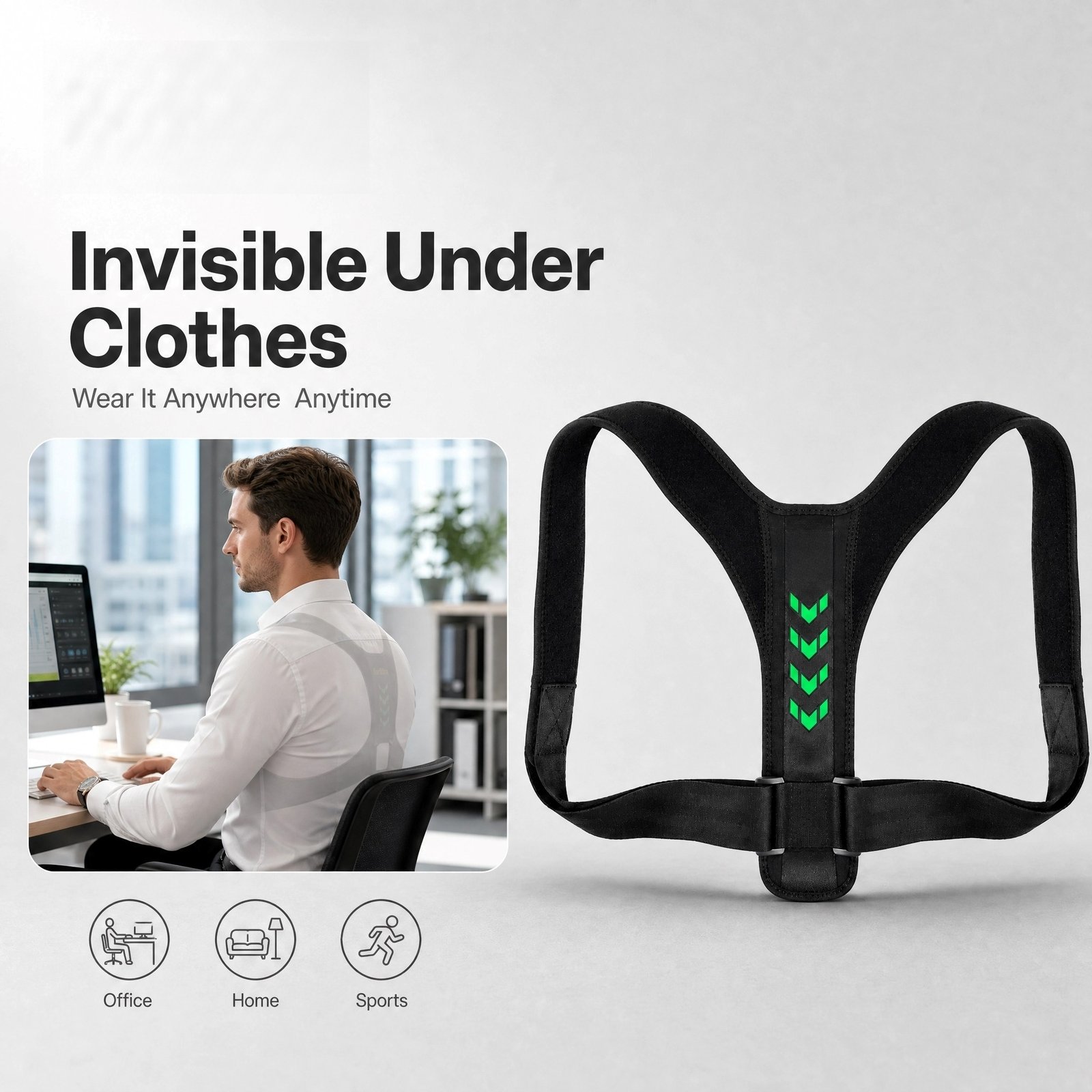 Posture Corrector · Adjustable Upper Back Brace · Breathable · Unisex · Comfortable Posture - Image 2
