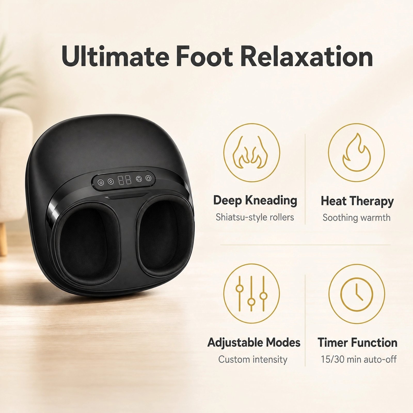 Shiatsu Foot Massager · Deep Kneading · Heat Therapy · Adjustable Intensity · Home & Office Relaxation - Image 2