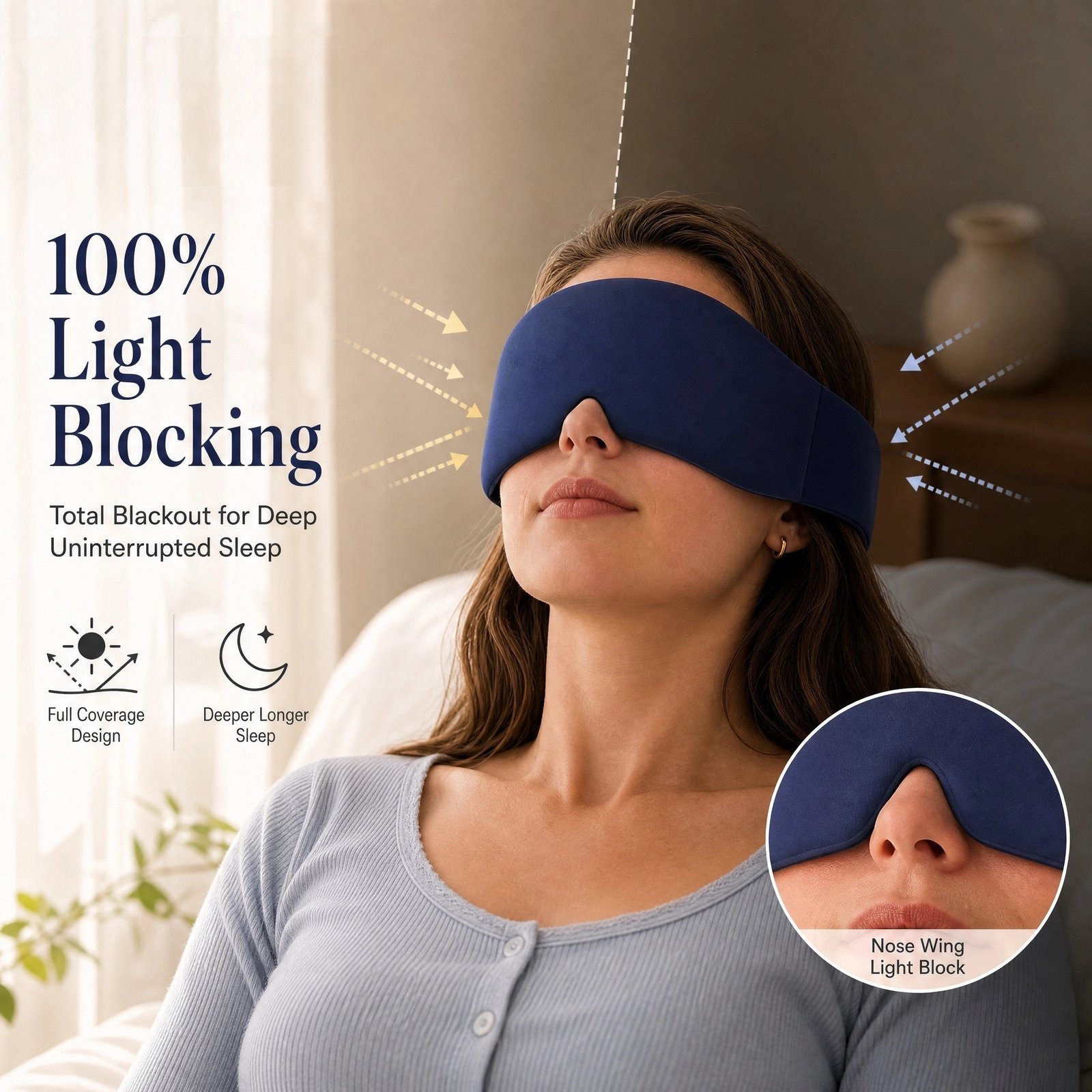 3D Contoured Sleep Eye Mask · Total Blackout · Lightweight · Pressure‑Free · Soft Smooth Fabric - Image 2