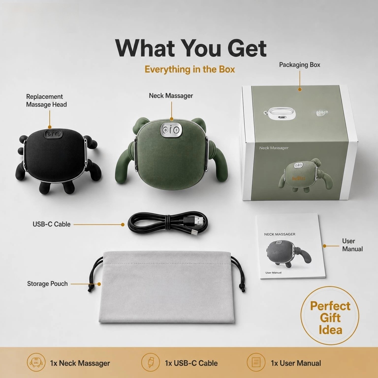 Neck & Shoulder Massager · Hands‑Free Wearable · Deep Tissue Kneading · USB‑C Rechargeable - Image 3
