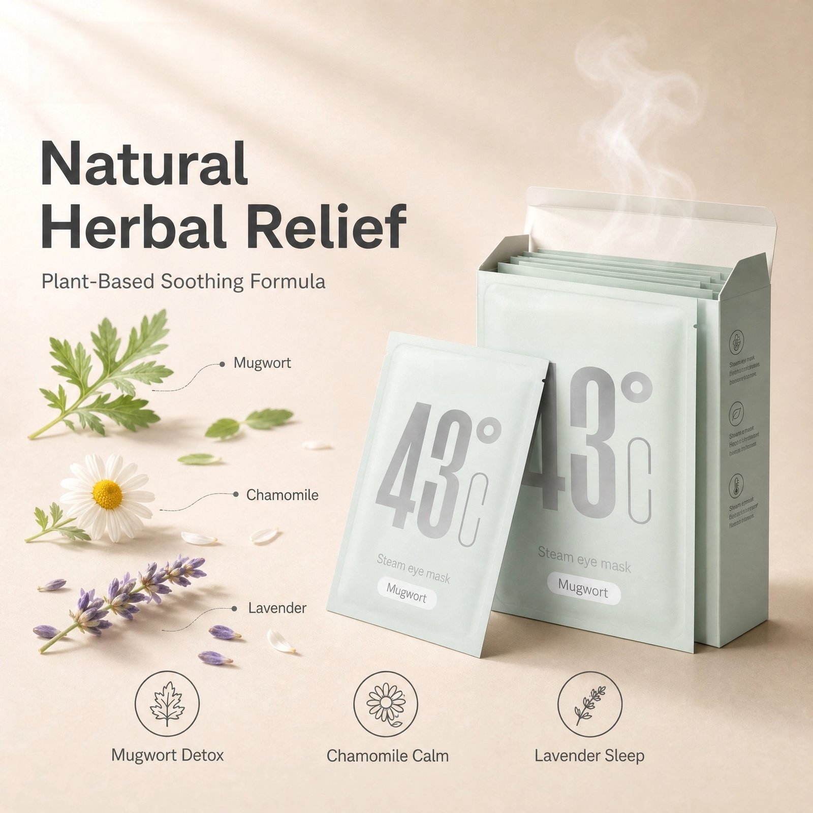 43°C Steam Eye Mask · 10‑Pack · Constant Warmth · Soothes Eye Fatigue · Portable · Multi‑Scent - Image 3