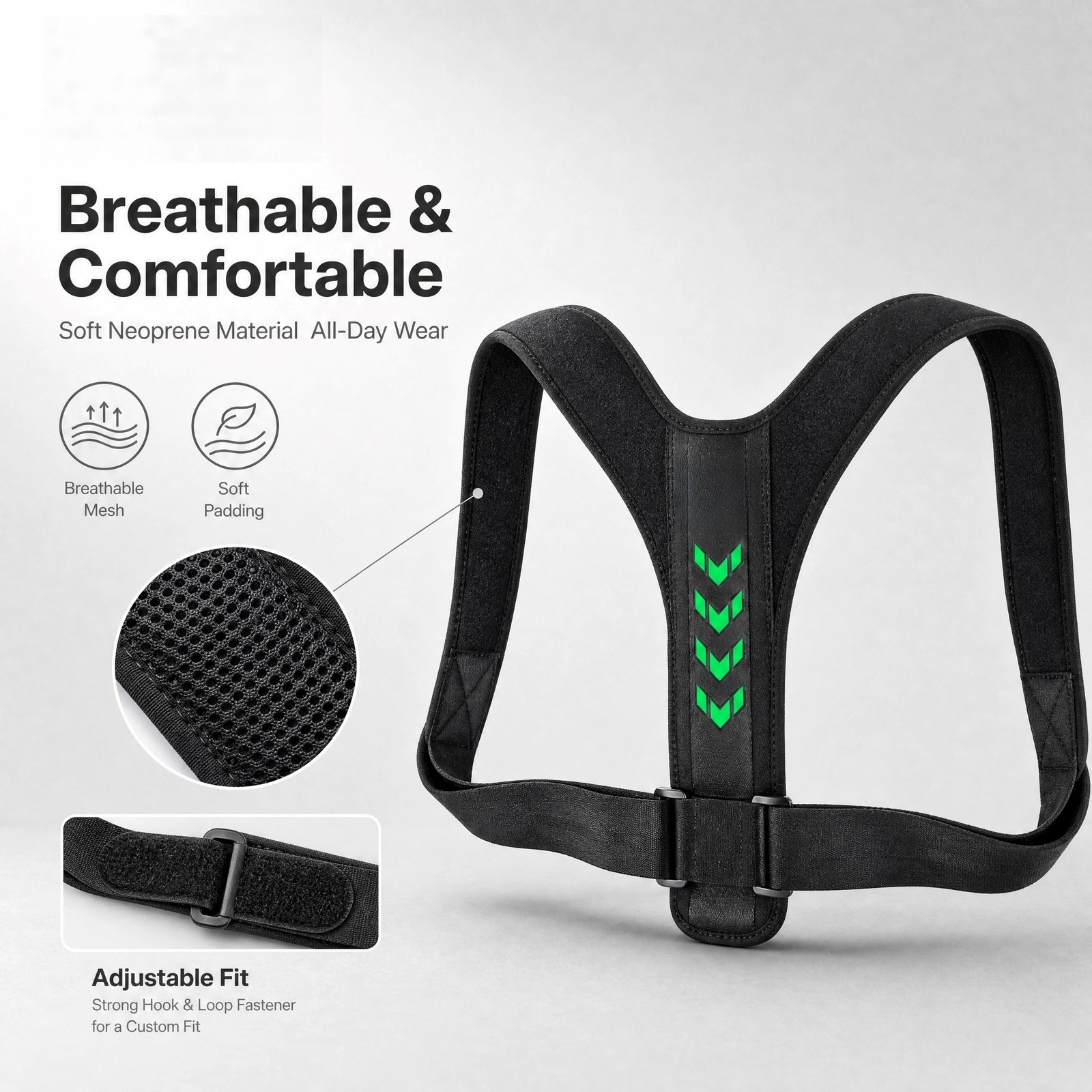 Posture Corrector · Adjustable Upper Back Brace · Breathable · Unisex · Comfortable Posture - Image 4