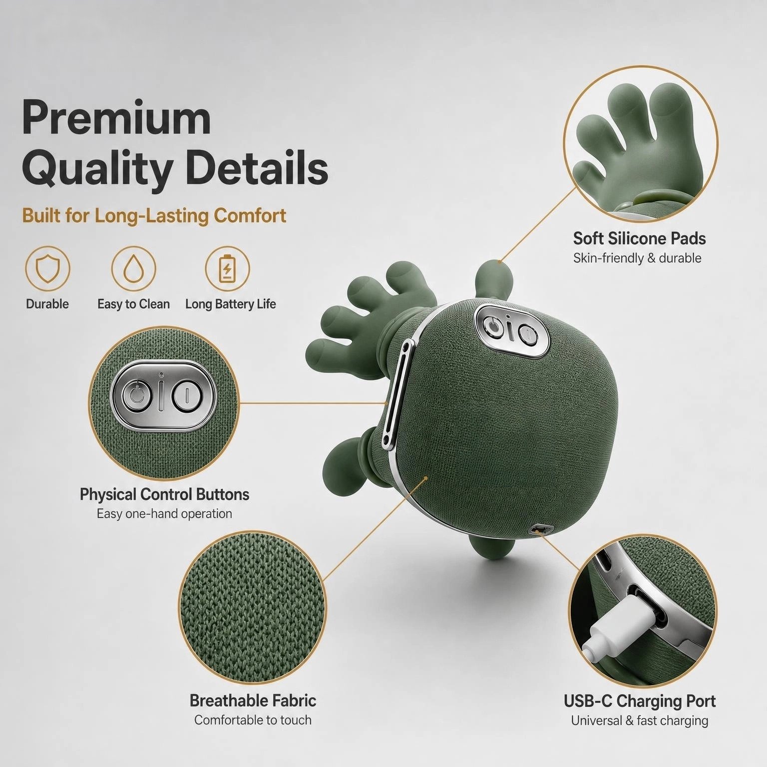 Neck & Shoulder Massager · Hands‑Free Wearable · Deep Tissue Kneading · USB‑C Rechargeable - Image 5