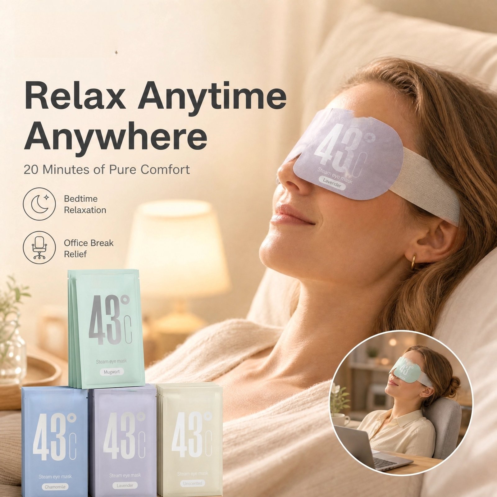 43°C Steam Eye Mask · 10‑Pack · Constant Warmth · Soothes Eye Fatigue · Portable · Multi‑Scent - Image 5