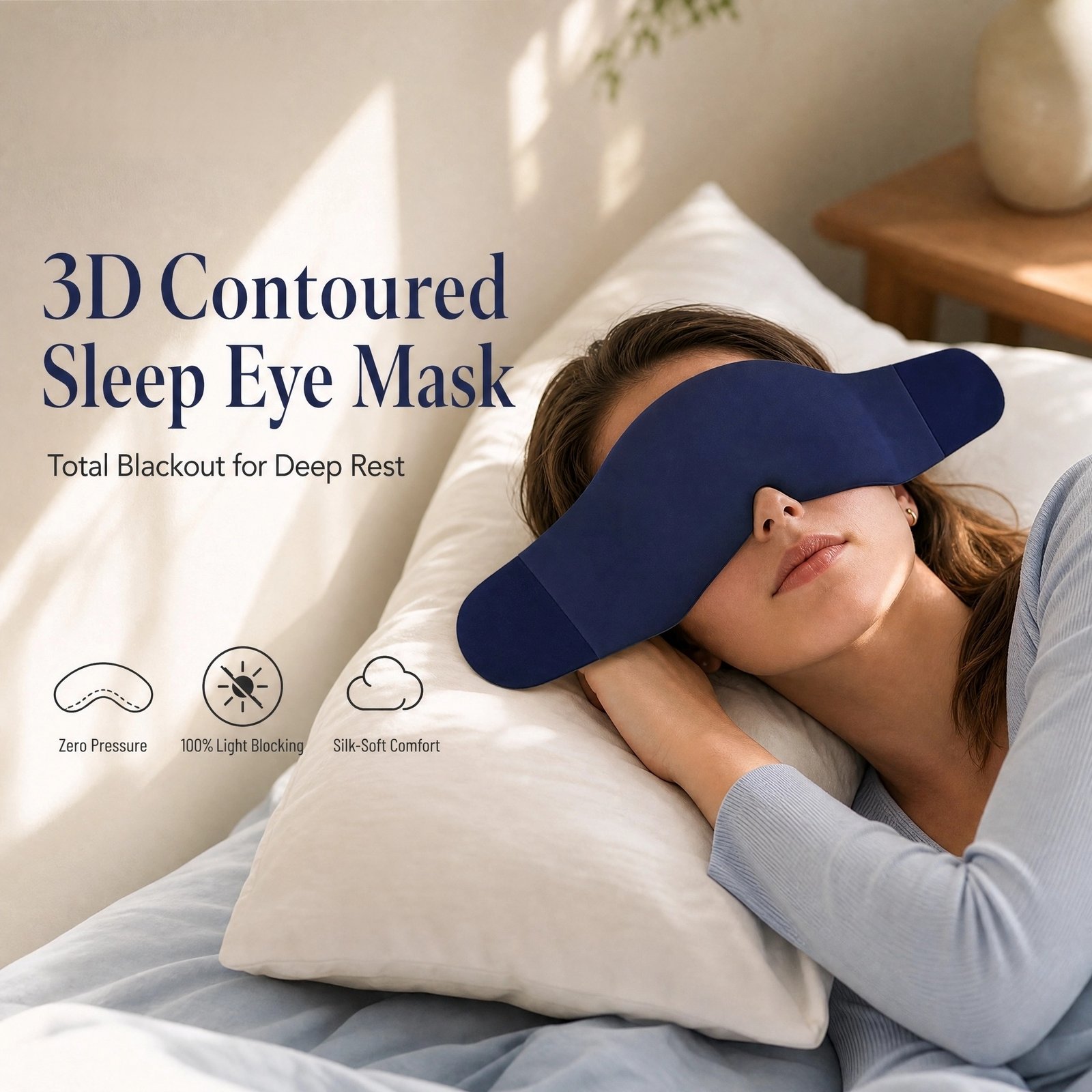 3D Contoured Sleep Eye Mask · Total Blackout · Lightweight · Pressure‑Free · Soft Smooth Fabric - Image 5